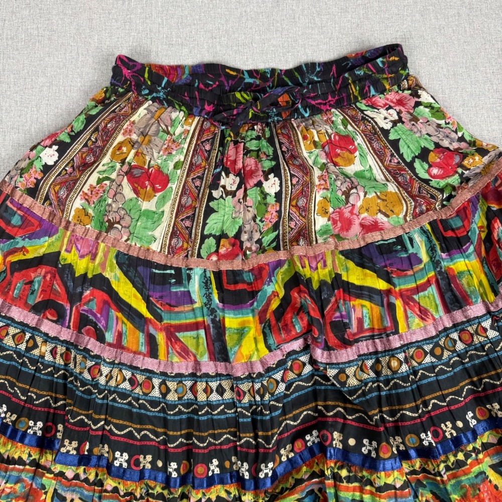 TravelSmith Multi Color Cotton Ribbon Boho Maxi Skirt Medium - Picture 6 of 14